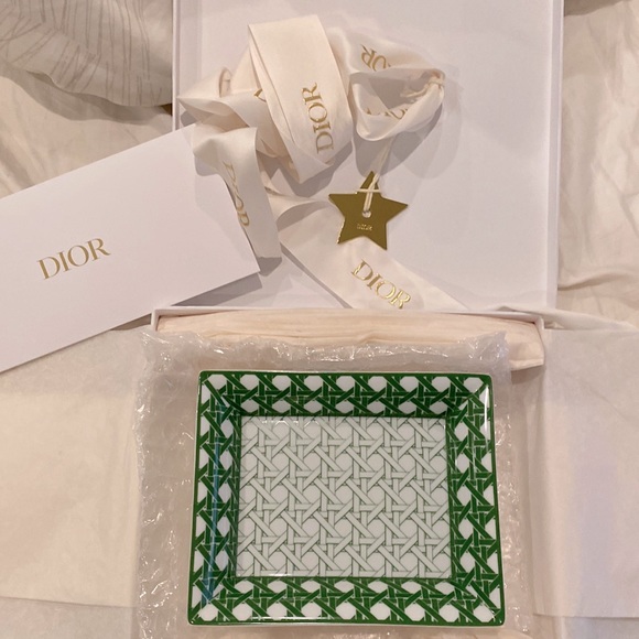 Brand new in box Dior trinket tray in green cannage - Picture 1 of 7